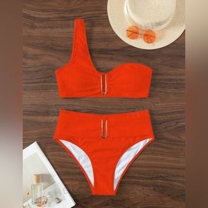 Orange two piece swimsuit